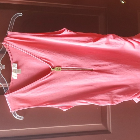 MICHAEL Michael Kors Pink Tank Top with Gold Zipper - Picture 1 of 6